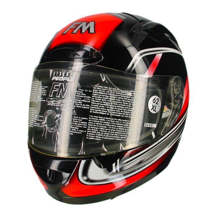 Casco Integrale In Fibra Fm Trad Rosso Fantasia