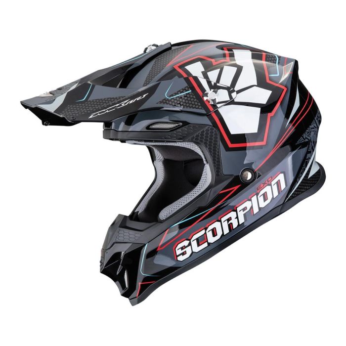 Casco Off Road Scorpion Vx-16 Evo Air Rok Nero Grigio Rosso