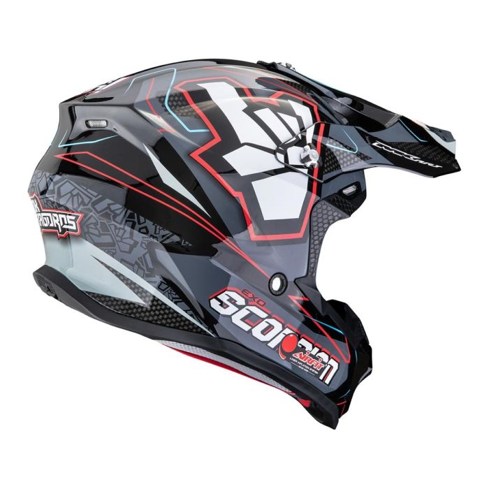 Casco Off Road Scorpion Vx-16 Evo Air Rok Nero Grigio Rosso
