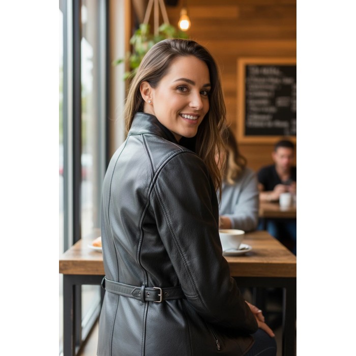 Chaqueta de cuero para mujer Jofama Flame Black