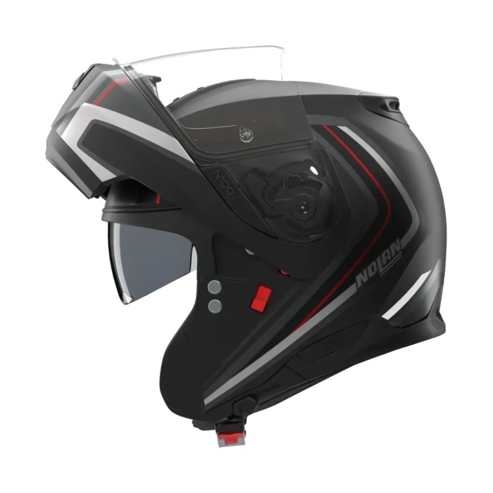 Casco Modulare Nolan N100-6 Radiante Nero Argento Rosso