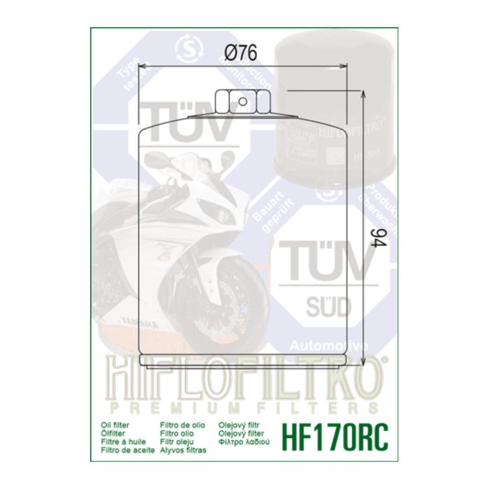 Filtro Olio Hiflo Hf170crc Racing 883 Cromato