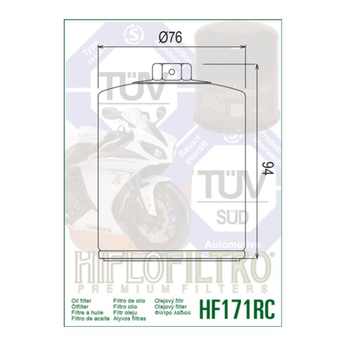 Filtro Olio Hiflo Hf171brc Racing Buell/h.d. Nero