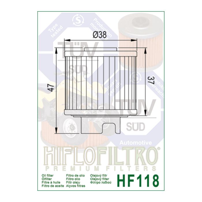 Filtro Olio Hiflo Hf118 Honda Trx125