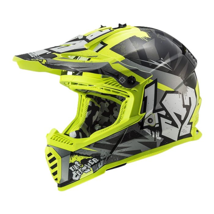 Casco Ls2 Mx437 Fast Ii Mini Crusher 06 Black Yellow