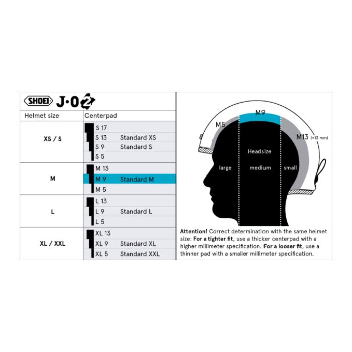 Shoei J-o2 Center Pad M9