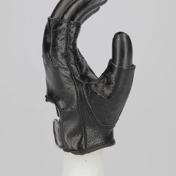 Leather Glove Half Fingers Ixs Easy Black