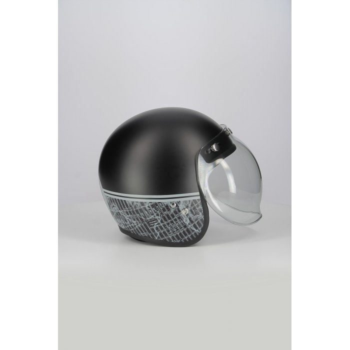 Casco Jet Fibra Motocubo Miami Vis Bolla Humans Nero Opaco