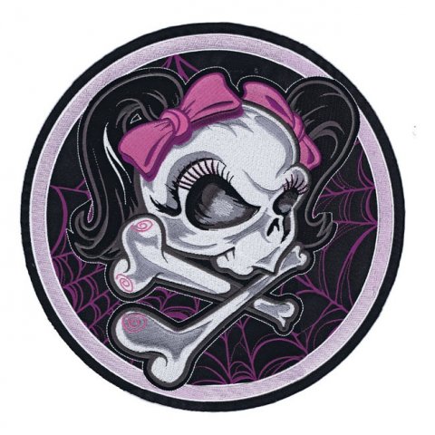 Patch Ricamata Lethal Threat Girl Skull Web