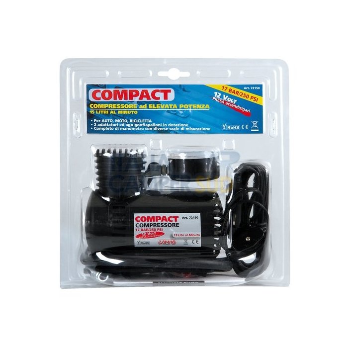 Compact, Compressore Lampa 12v Con Manometro