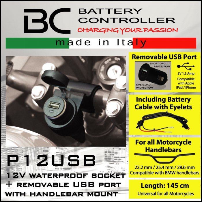 Presa Accendisigaro + Usb Da Manubrio P12usb