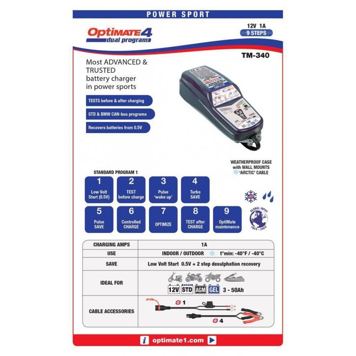 Carica Batterie Tecmate Optimate 4 Dual Program Canbus
