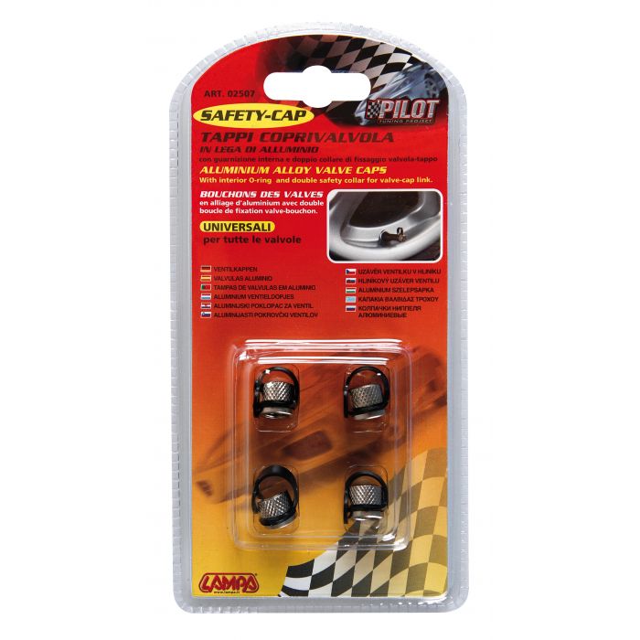 Kit 4 Coprivalvola Alluminio Con Collare Safety Lampa 02507