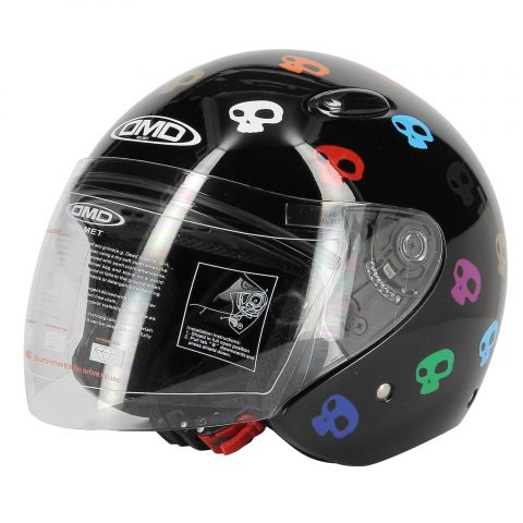 Casco Jet Dmd 007 con calaveras calaveras negras