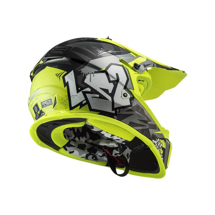 Casco Mx Cross Ls2 Mx437 Fast Evo Crusher Black H-v Yellow