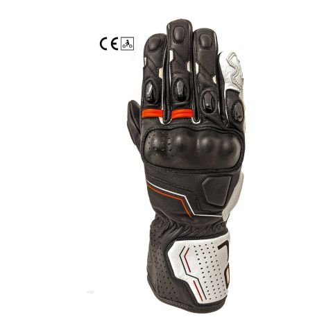 Lederhandschuhe Oj elegantes Schwarz/Weiß/Rot