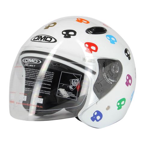 Casco Jet Dmd 007 Skull White